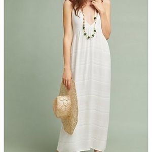 NWT Anthropologie LACAUSA Molly Maxi Dress White L